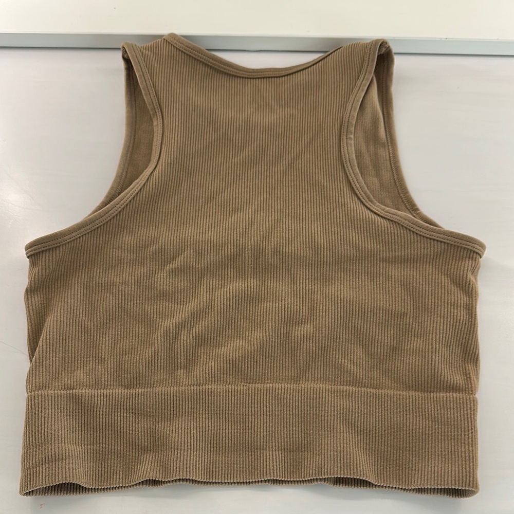 Tan Ribbed Crop Top - Picture 2 of 2
